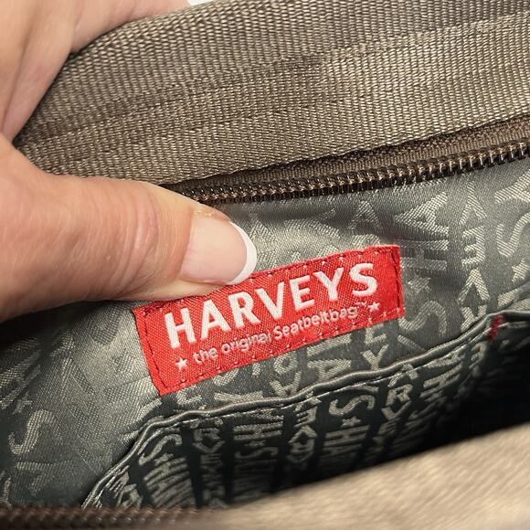 Harveys Seatbelt Purse Crossbody Bag Brown Chestnut Expresso 10"x10" Zip Closure - Picture 13 of 16